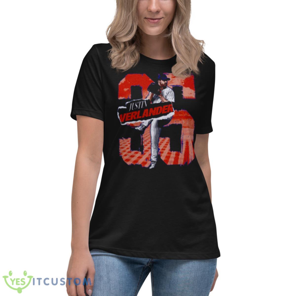 Justin Verlander New York M Rough Shirt 6 Justin Verlander New York M Rough Shirt - Women's Relaxed Short Sleeve Jersey Tee
