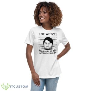 Koe Wetzel Mugshot Stephenville Shirt 9 Koe Wetzel Mugshot Stephenville Shirt - Women's Relaxed Short Sleeve Jersey Tee