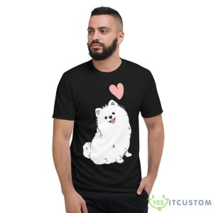 Love White Pomeranian Pink HearShirt - Short Sleeve T-Shirt
