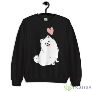 Love White Pomeranian Pink HearShirt - Unisex Crewneck Sweatshirt
