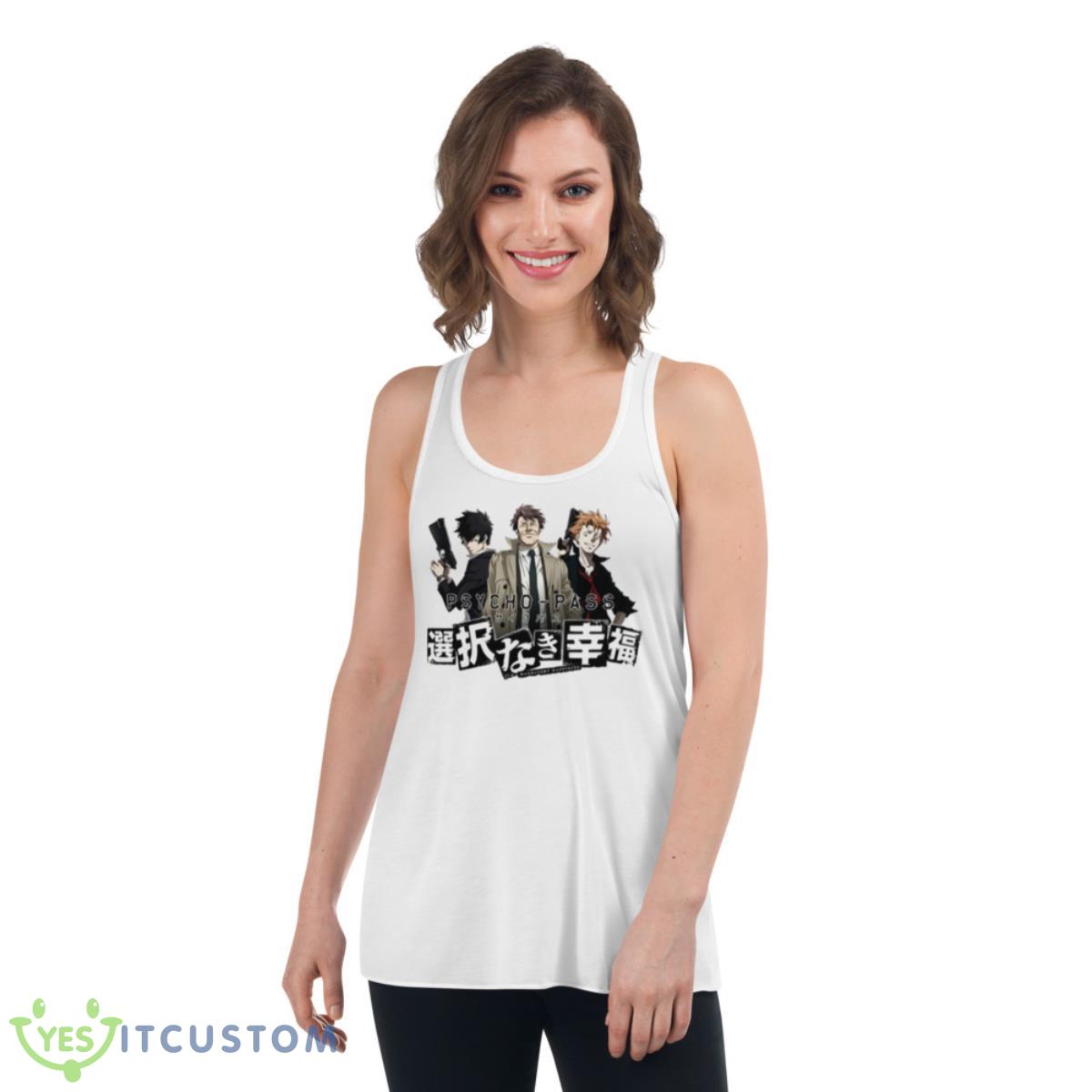 Mandatory Happiness Psycho Pass Shirt 4 Mandatory Happiness Psycho Pass Shirt - Women's Flowy Racerback Tank