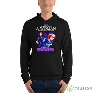 Never Underestimate A Woman Who Is Fan Of John Wick And Love Keanu Reeves Signature Shirt - Unisex Fleece Pullover Hoodie