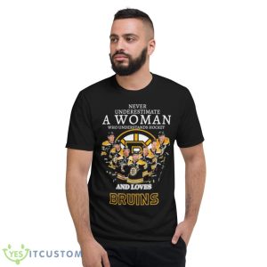 Never Underestimate A Woman Who Understand Hockey And Loves Boston Bruins 2023 Signatures Shirt - Short Sleeve T-Shirt