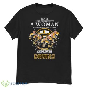 Never Underestimate A Woman Who Understand Hockey And Loves Boston Bruins 2023 Signatures Shirt - G500 Men’s Classic T-Shirt
