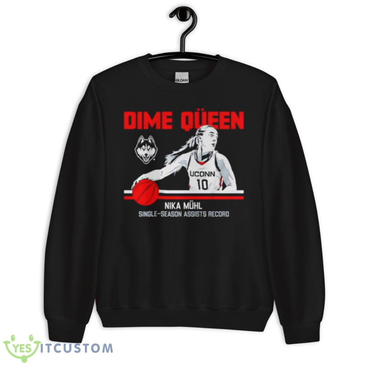 Nika Mühl Dime Qüeen Single Season Assists Record Shirt 3 Nika Mühl Dime Qüeen Single Season Assists Record Shirt - Unisex Crewneck Sweatshirt
