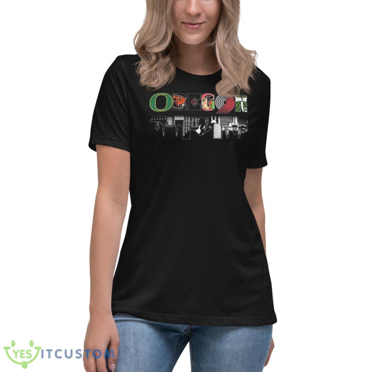 Oregon Sports Water Reflection Skyline Shirt 6 Oregon Sports Water Reflection Skyline Shirt - Women's Relaxed Short Sleeve Jersey Tee