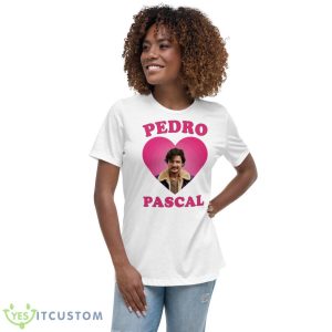 Pedro Pascal Pink Heart Shirt - Women's Relaxed Short Sleeve Jersey Tee