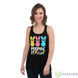 Peepin It Real Easter Day Bunny Shirt - Women's Flowy Racerback Tank