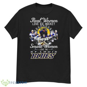 Real Women Love Ice Hockey Smart Women Love The St Louis Blues Signatures 2023 Shirt - G500 Men’s Classic T-Shirt