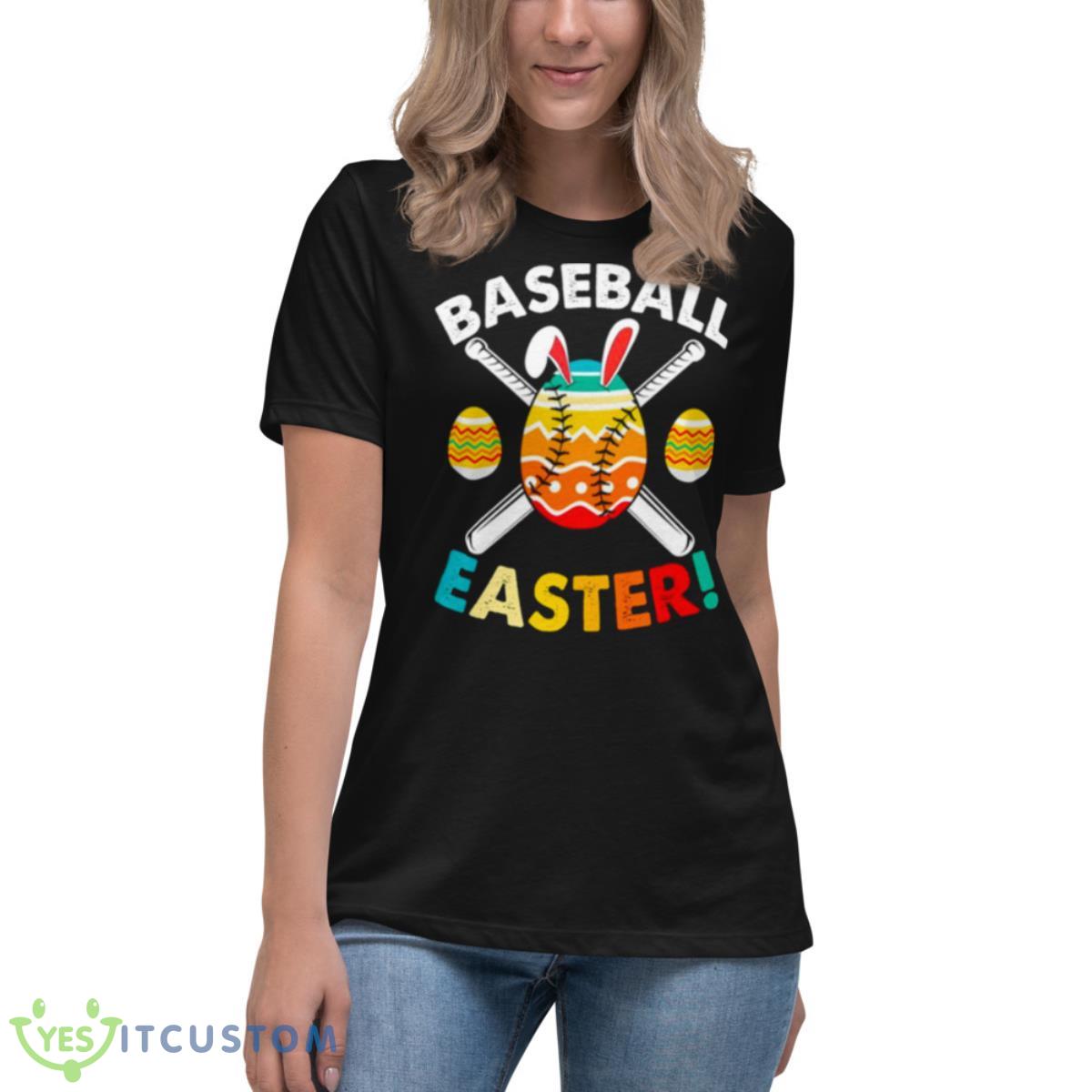 Retro Easter Bunny Baseball Love Easter Eggs Sport Lover Shirt 6 Retro Easter Bunny Baseball Love Easter Eggs Sport Lover Shirt - Women's Relaxed Short Sleeve Jersey Tee