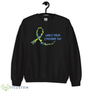 Ribbon World Down Syndrome Day Shirt - Unisex Crewneck Sweatshirt