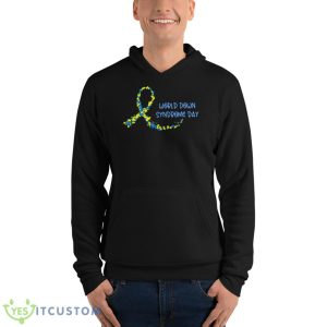 Ribbon World Down Syndrome Day Shirt - Unisex Fleece Pullover Hoodie
