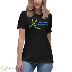 Ribbon World Down Syndrome Day Shirt - Women's Relaxed Short Sleeve Jersey Tee