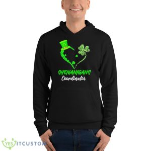 Shenanigans Coordinator Green Heart Shamrock St Patricks Day Shirt - Unisex Fleece Pullover Hoodie
