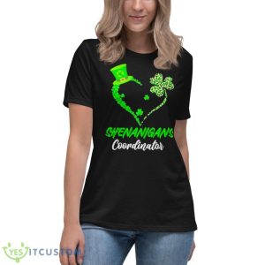 Shenanigans Coordinator Green Heart Shamrock St Patricks Day Shirt - Women's Relaxed Short Sleeve Jersey Tee