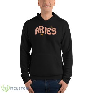 Starry Aries Zodiac Sign Text Shirt - Unisex Fleece Pullover Hoodie