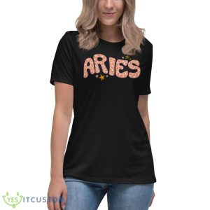 Starry Aries Zodiac Sign Text Shirt - Women's Relaxed Short Sleeve Jersey Tee