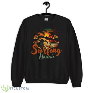 Sunset On The Beach Vintage Hawaii Surfing Label Shirt - Unisex Crewneck Sweatshirt