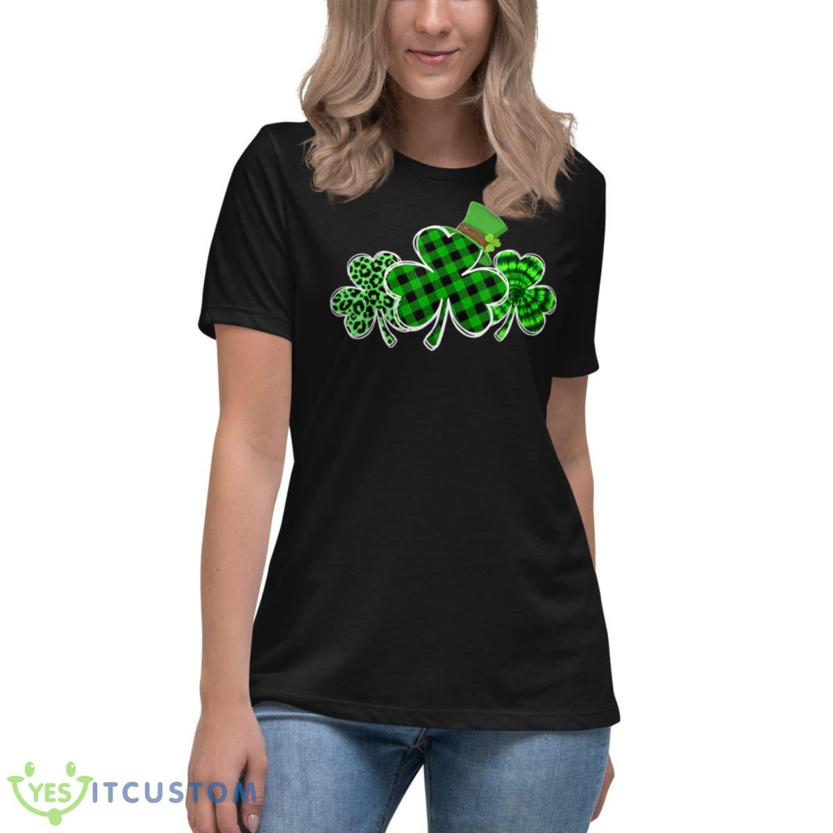 Three Leopard And Plaid Shamrocks St Patricks Day Women Girl Shirt 6 Three Leopard And Plaid Shamrocks St Patricks Day Women Girl Shirt - Women's Relaxed Short Sleeve Jersey Tee