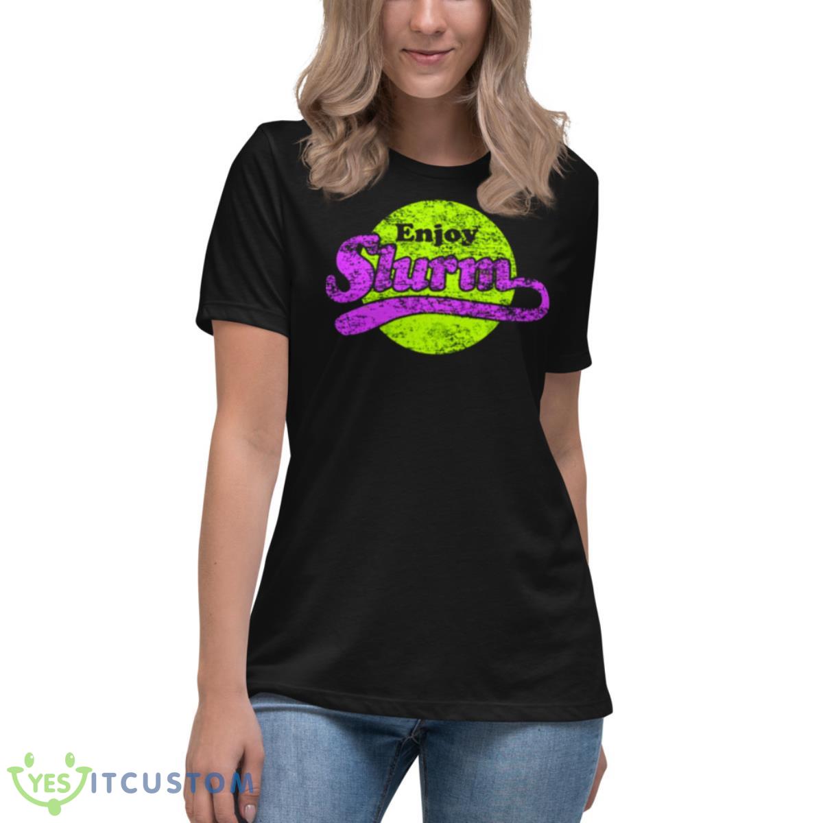 Try Slurm Distressed Design The Futurama Shirt 6 Try Slurm Distressed Design The Futurama Shirt - Women's Relaxed Short Sleeve Jersey Tee