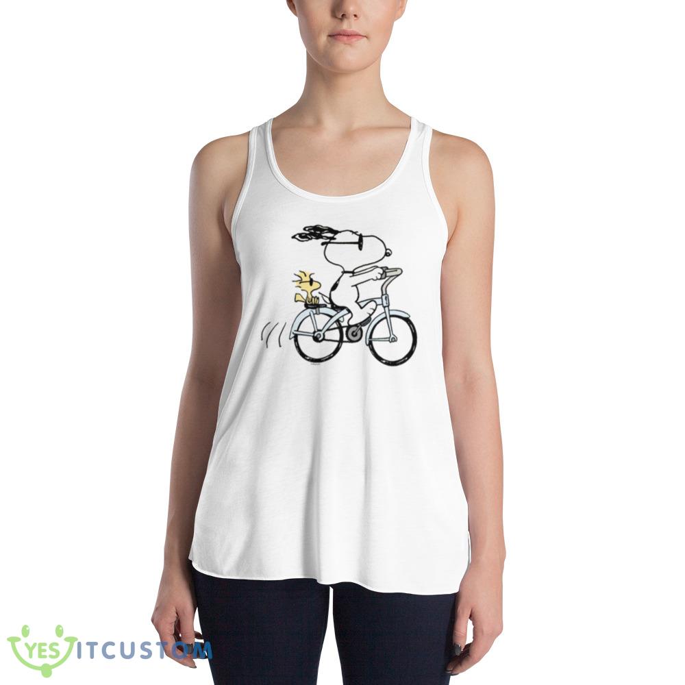 Bicycle Peanuts Snoopy Woodstock White T Shirts 4 Bicycle Peanuts Snoopy Woodstock White T Shirts - 8800 Women's Flowy Racerback Tank