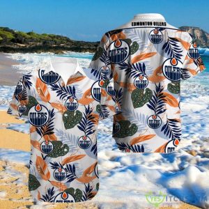 Edmonton Oilers Hawaiian Shirt Leaf For Men And Women Product Photo 1