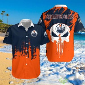 Edmonton Oilers Shirts Skull Short Sleeve Product Photo 1