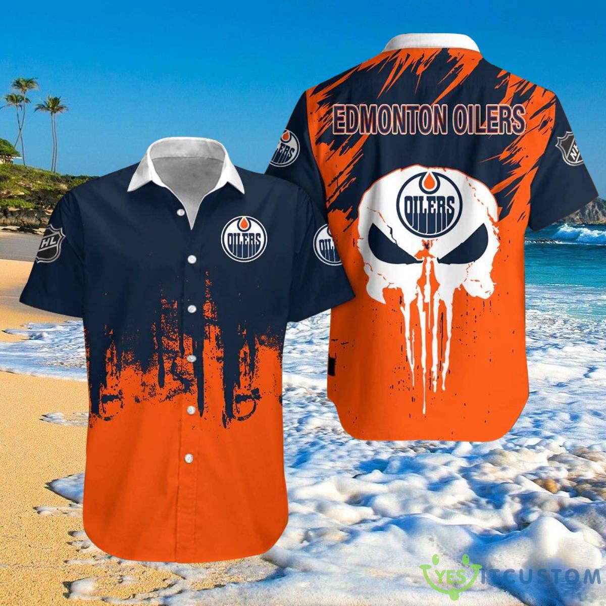 Edmonton Oilers Shirts Skull Short Sleeve 2 Edmonton Oilers Shirts Skull Short Sleeve Product Photo 1