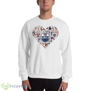 Edmonton Oilers Sport team heart White T Shirts - 18000 Unisex Heavy Blend Crewneck Sweatshirt