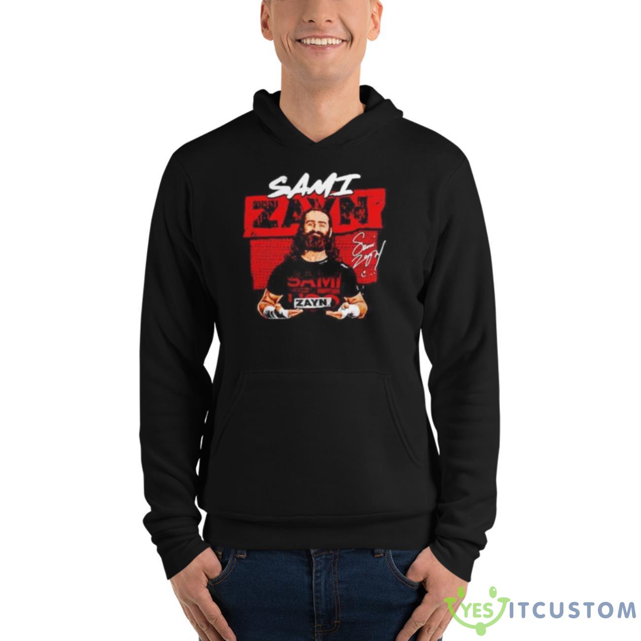 Sami Zayn Wrestling Signature Pose Shirt 4 Sami Zayn Wrestling Signature Pose Shirt - Unisex Fleece Pullover Hoodie