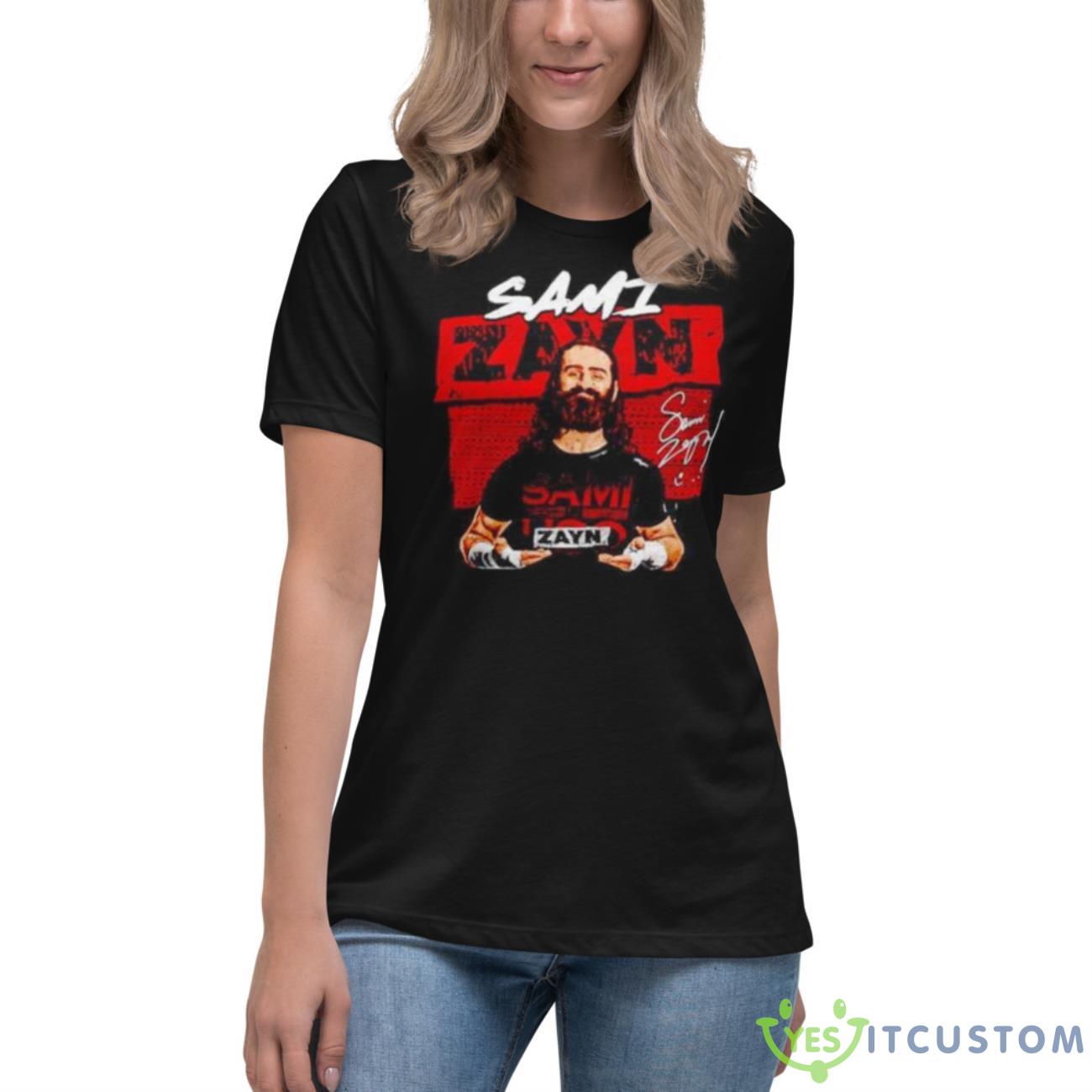 Sami Zayn Wrestling Signature Pose Shirt 6 Sami Zayn Wrestling Signature Pose Shirt - Women's Relaxed Short Sleeve Jersey Tee