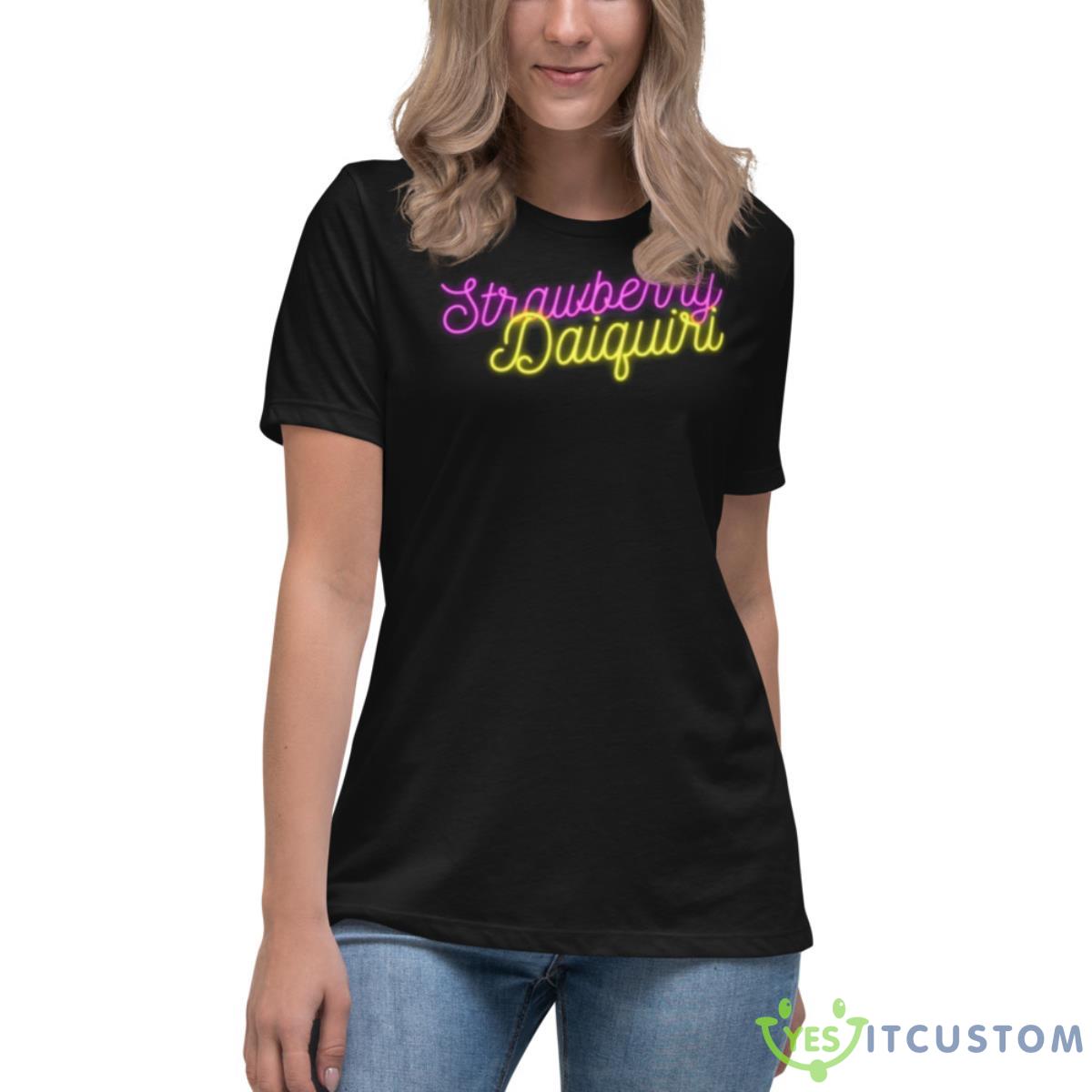 Strawberry Daiquiri Typography Design Cocktail Shirt 4 Strawberry Daiquiri Typography Design Cocktail Shirt - Women's Relaxed Short Sleeve Jersey Tee