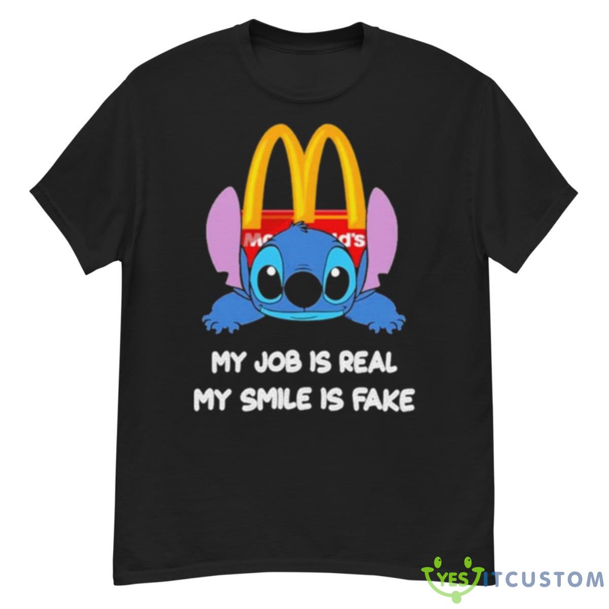 Baby Stitch And Mcdonald’s My Job Is Real My Smile Is Fake Shirt 12 Baby Stitch And Mcdonald’s My Job Is Real My Smile Is Fake Shirt - G500 Men’s Classic T-Shirt