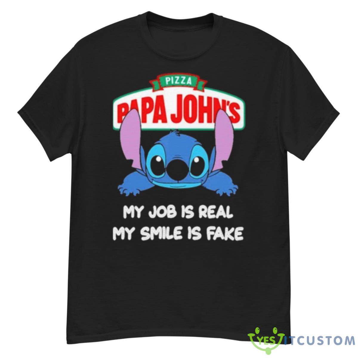 Baby Stitch And Papa John’s Pizza My Job Is Real My Smile Is Fake Shirt 12 Baby Stitch And Papa John’s Pizza My Job Is Real My Smile Is Fake Shirt - G500 Men’s Classic T-Shirt