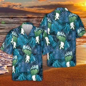 Bigfoot Hawaii Shirt Bigfoot Hawaiian Shirt Bigfoot Surfing Shirt Sasquatch Shirt Bigfoot Tropical Shirt Palm Tree Bigfoot Shirt - 230523-133714