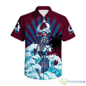 Colorado Avalanche Grateful Dead Skeleton Surfing Hawaiian Shirt Product Photo 1