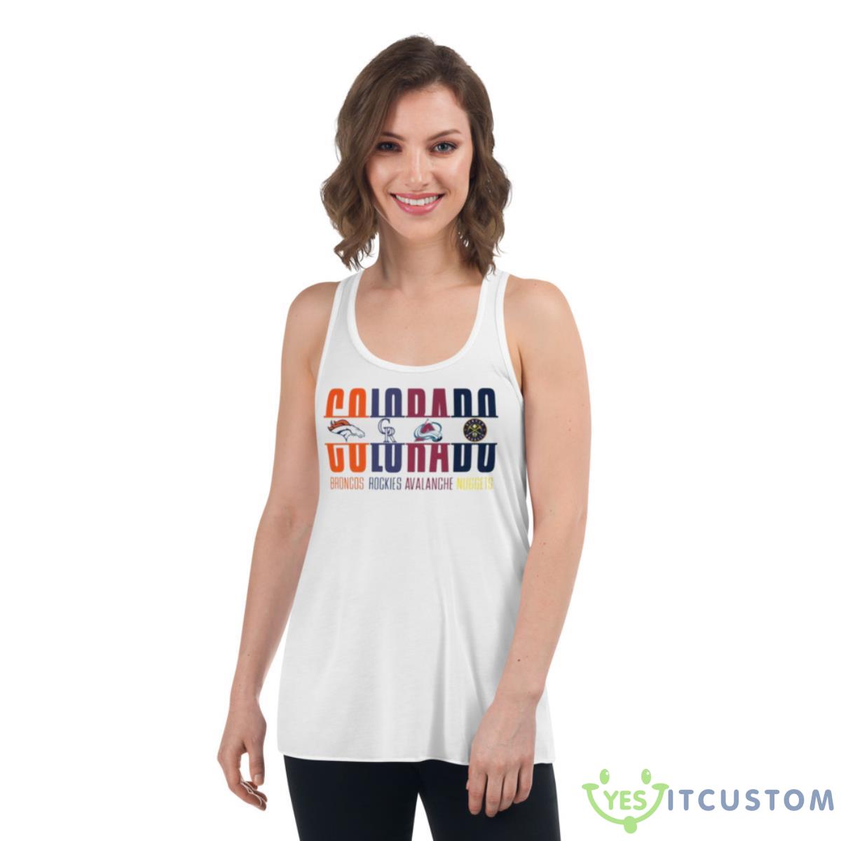 Colorado Broncos Rockies Avalanche And Nuggets Shirt 4 Colorado Broncos Rockies Avalanche And Nuggets Shirt - Women's Flowy Racerback Tank