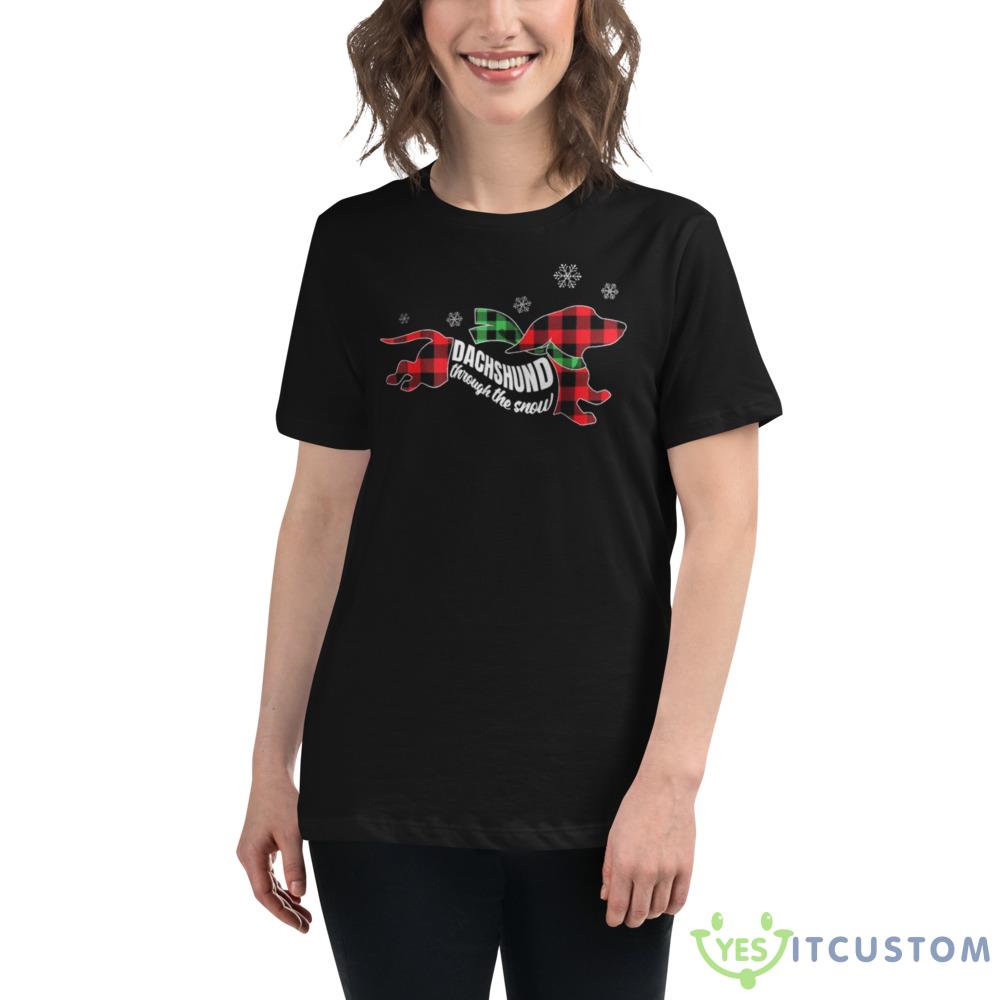 Dachshund Through The Snow Christmas Sweatshirt 3 Dachshund Through The Snow Christmas Sweatshirt - 6400 Women's Relaxed Short Sleeve Jersey Tee