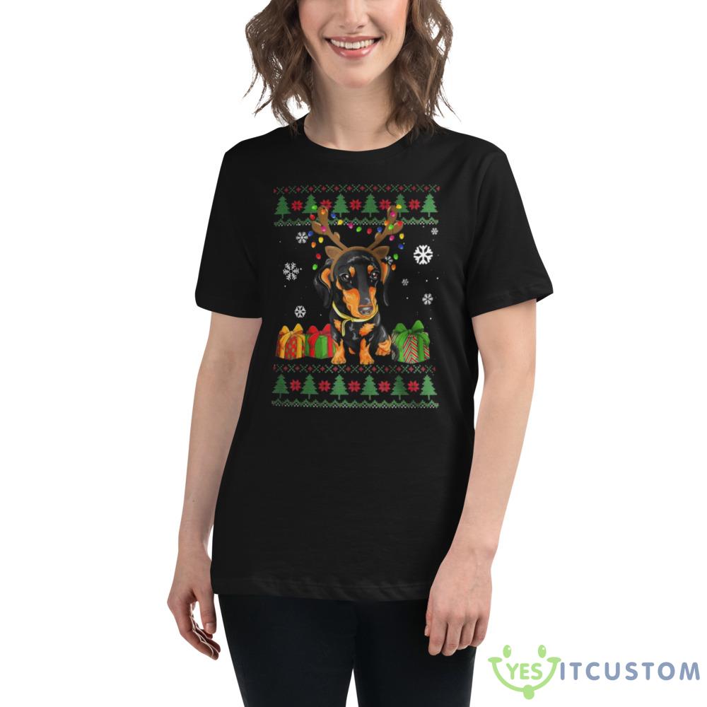 Dachshund Ugly Black Christmas Sweatshirt 3 Dachshund Ugly Black Christmas Sweatshirt - 6400 Women's Relaxed Short Sleeve Jersey Tee