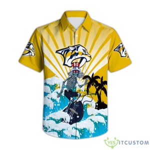 Nashville Predators Grateful Dead Skeleton Surfing Hawaiian Shirt Product Photo 1