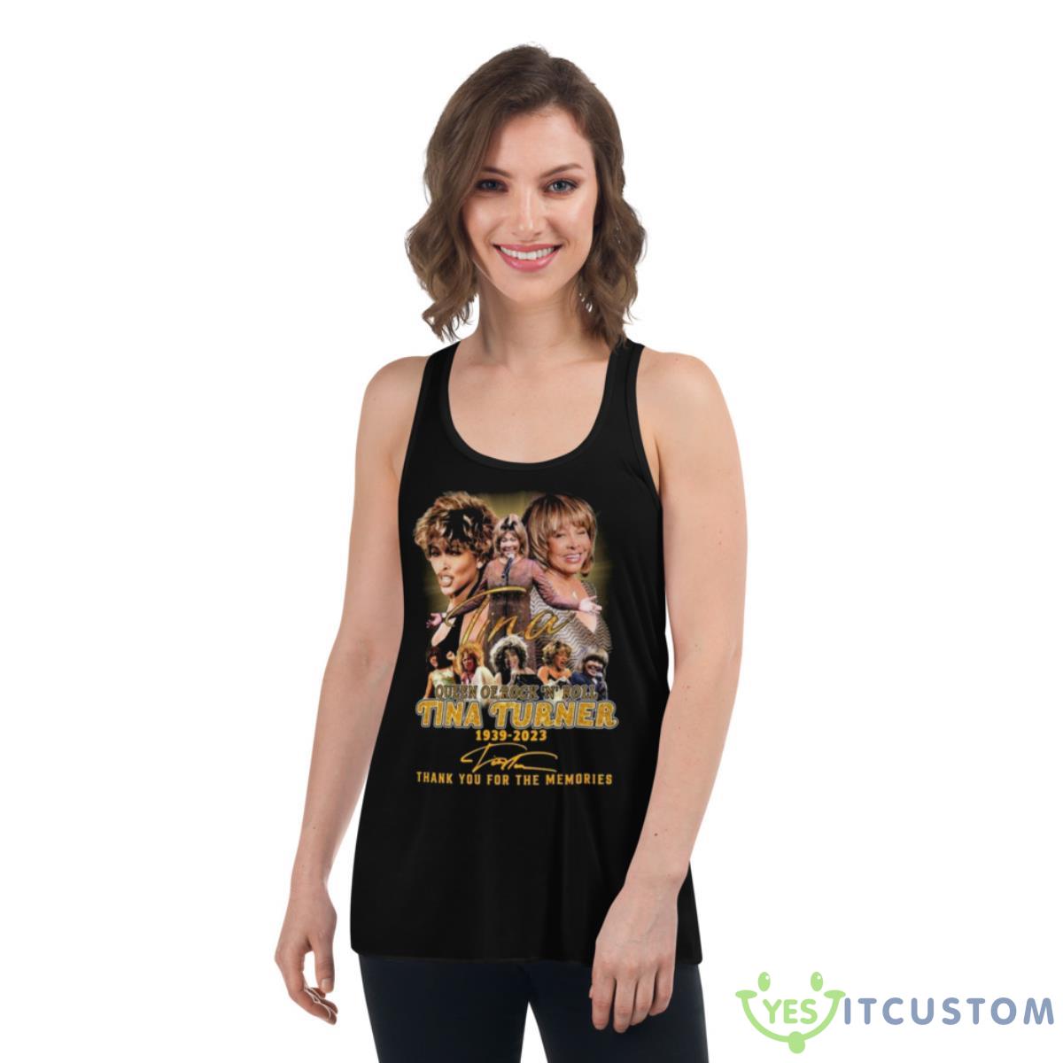 Queen Of Rock ‘N’ Rock Tina Turner 1939 – 2023 Thank You For The Memories Siganture Shirt 5 Queen Of Rock ‘N’ Rock Tina Turner 1939 – 2023 Thank You For The Memories Siganture Shirt - Women's Flowy Racerback Tank