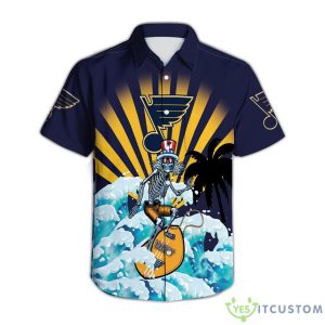 St. Louis Blues Grateful Dead Skeleton Surfing Hawaiian Shirt Product Photo 1