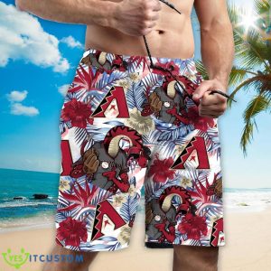 Arizona Diamondbacks Personalized Name Tropical Floral Men Women Hawaiian Shirt And Shorts For MLB Fans Product Photo 3