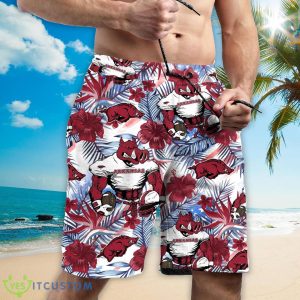 Arkansas Razorbacks Personalized Name Tropical Floral Men Women Hawaiian Shirt And Shorts For NCAA Football Fans Product Photo 3