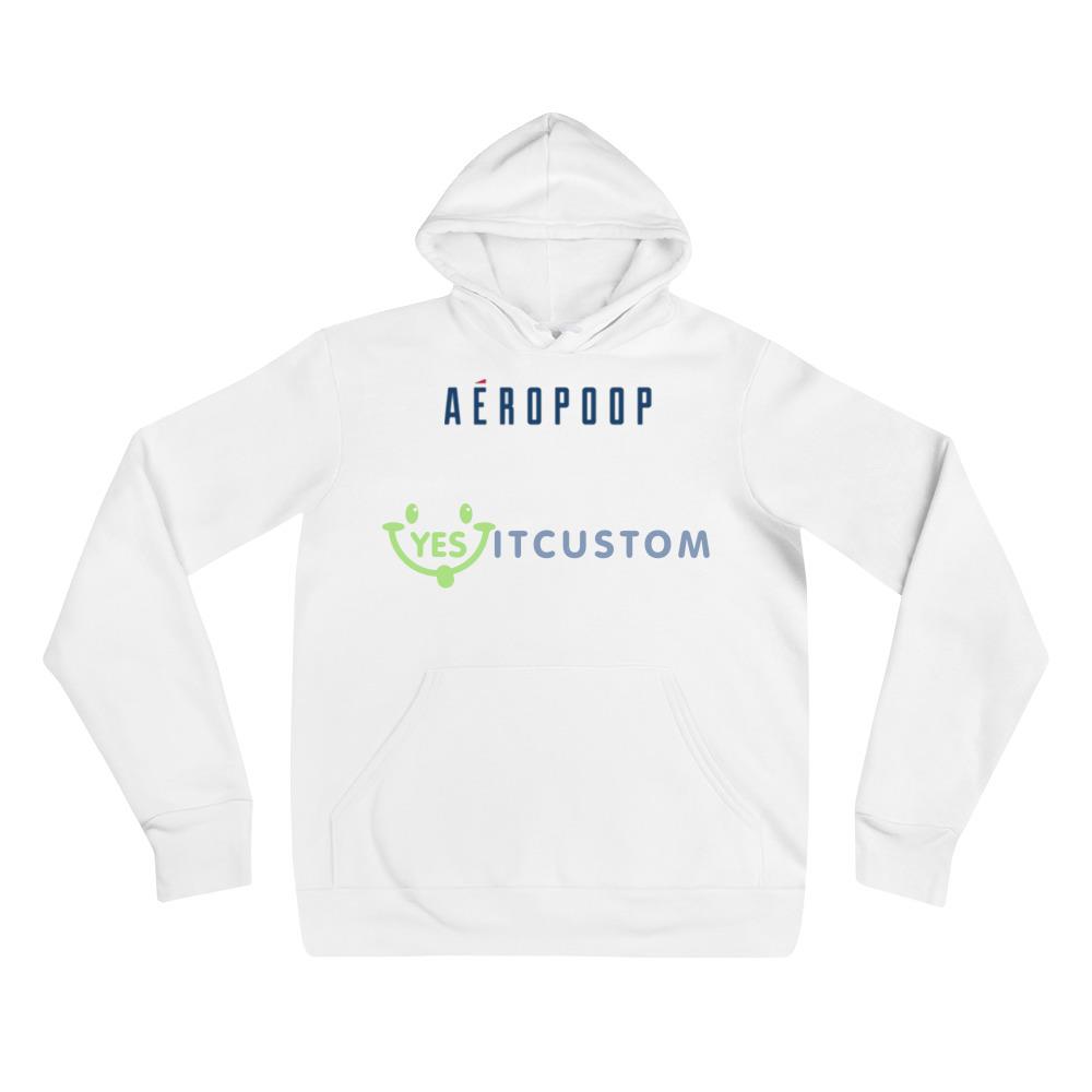 Aéropoop Blue Logo White T Shirt Mockup 3 Aéropoop Blue Logo White T Shirt Mockup - 3719 Unisex Fleece Pullover Hoodie