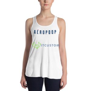Aéropoop Blue Logo White T Shirt Mockup 9 Aéropoop Blue Logo White T Shirt Mockup - 8800 Women's Flowy Racerback Tank