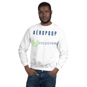 Aéropoop Blue Logo White T Shirt Mockup - 18000 Unisex Heavy Blend Crewneck Sweatshirt