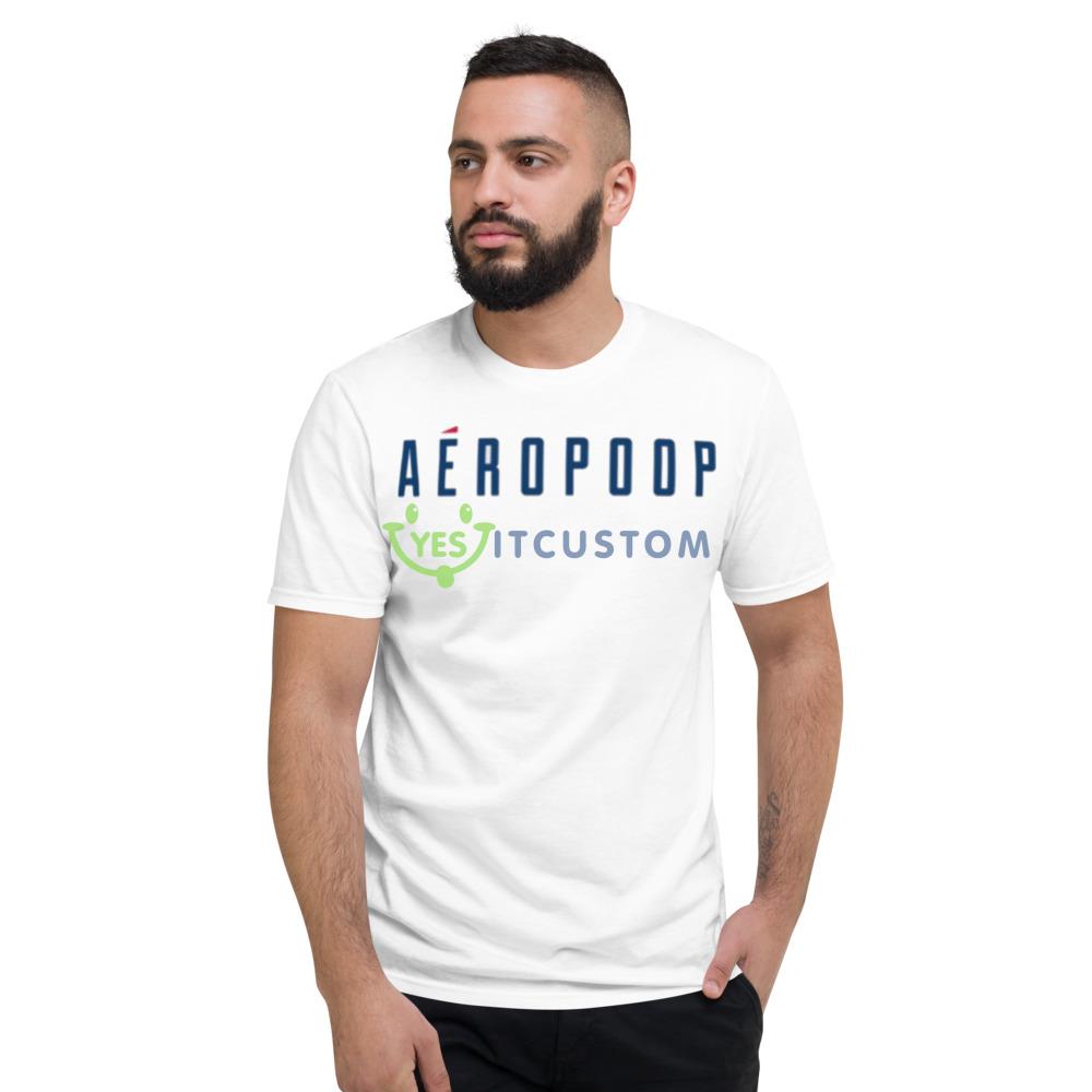 Aéropoop Blue Logo White T Shirt Mockup 13 Aéropoop Blue Logo White T Shirt Mockup - 980 Lightweight Fashion Short Sleeve T-Shirt