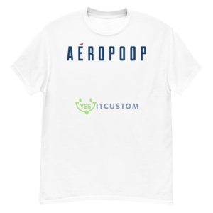 Aéropoop Blue Logo White T Shirt Mockup 11 Aéropoop Blue Logo White T Shirt Mockup - Men’s Classic Tee Gildan 5000