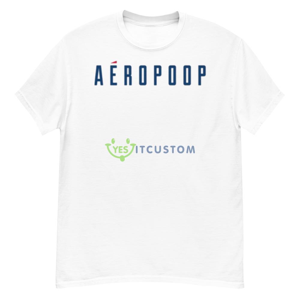 Aéropoop Blue Logo White T Shirt Mockup 6 Aéropoop Blue Logo White T Shirt Mockup - Men’s Classic Tee Gildan 5000